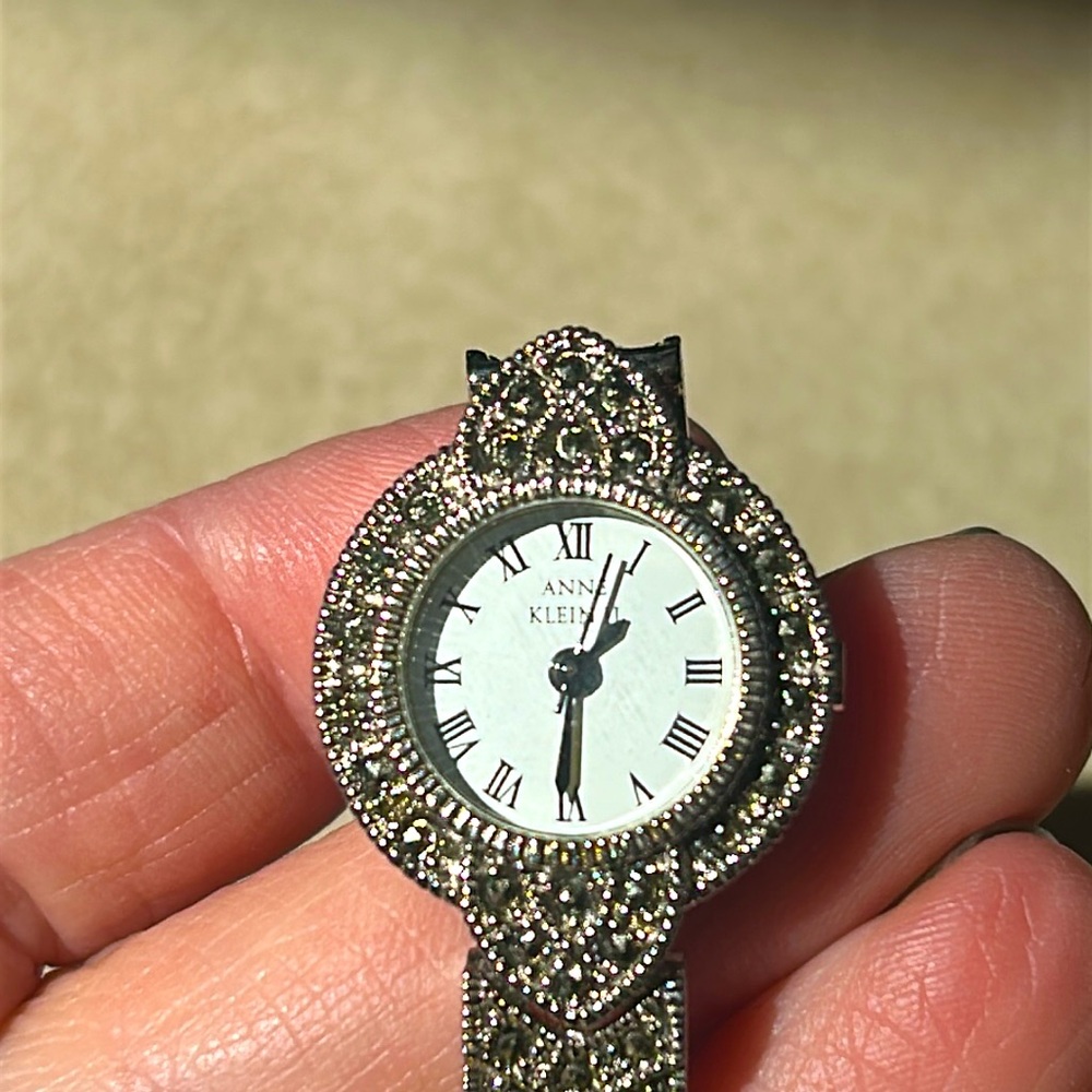 Anne Klein marcasite and Sterling silver watch